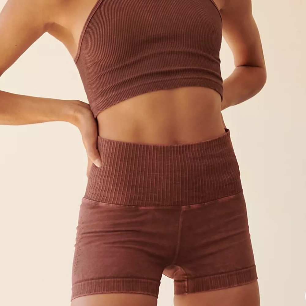 NWOT FP Movement Good Karma Running Shorts Nutmeg M/L